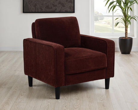 Ruth Track Arm Sofa, Loveseat & Chair - Rust Fabric Living Room Sets with Angled Legs - lifestyle