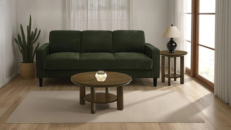 Ruth Track Arm Sofa, Loveseat & Accent Chair - Compact Matcha Green Fabric with Angled Black Legs – view 1
