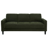 Ruth Track Arm Sofa, Loveseat & Accent Chair - Compact Matcha Green Fabric with Angled Black Legs – view 10