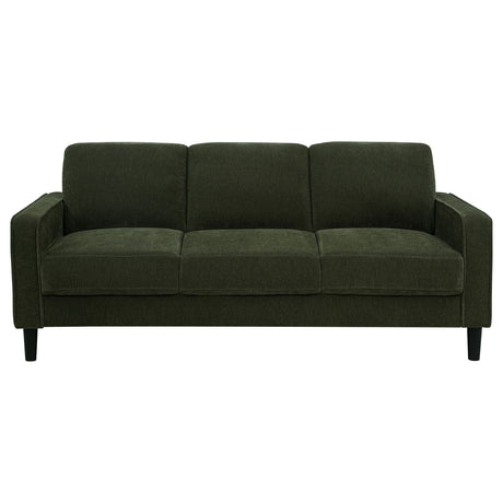 Ruth Track Arm Sofa, Loveseat & Accent Chair - Compact Matcha Green Fabric with Angled Black Legs – view 10