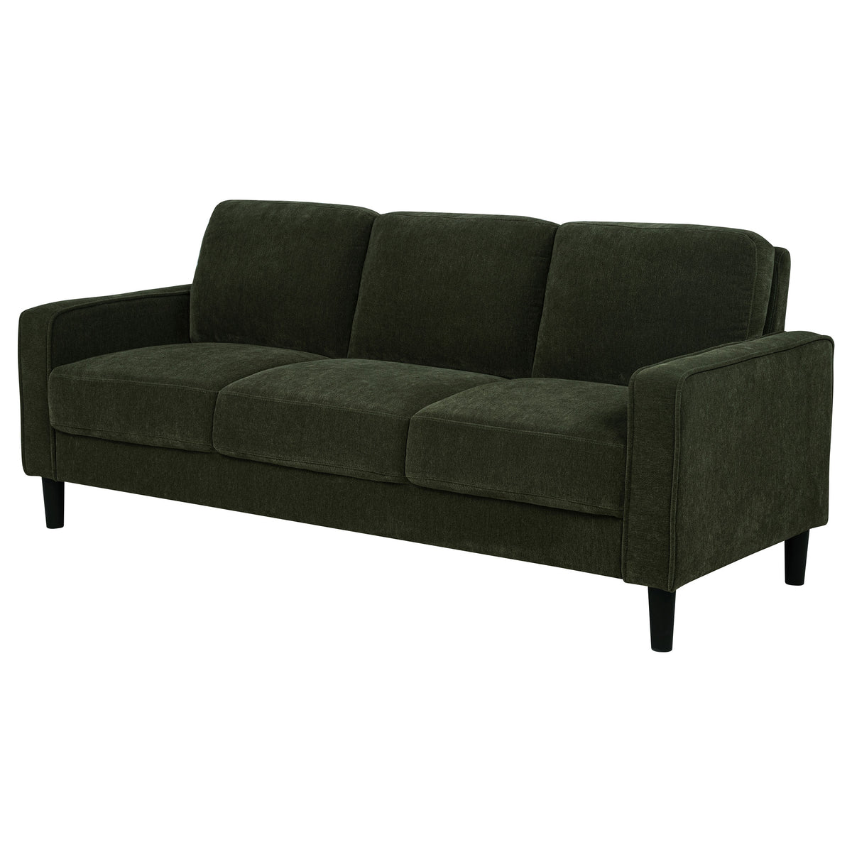 Ruth Track Arm Sofa, Loveseat & Accent Chair - Compact Matcha Green Fabric with Angled Black Legs – view 11