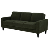 Ruth Track Arm Sofa, Loveseat & Accent Chair - Compact Matcha Green Fabric with Angled Black Legs – view 11