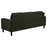Ruth Track Arm Sofa, Loveseat & Accent Chair - Compact Matcha Green Fabric with Angled Black Legs – view 13