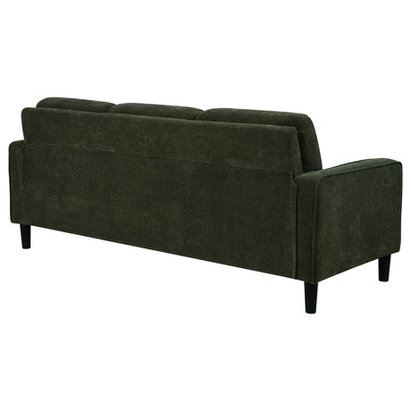 Ruth Track Arm Sofa, Loveseat & Accent Chair - Compact Matcha Green Fabric with Angled Black Legs – view 14