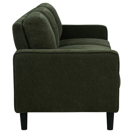 Ruth Track Arm Sofa, Loveseat & Accent Chair - Compact Matcha Green Fabric with Angled Black Legs – view 15