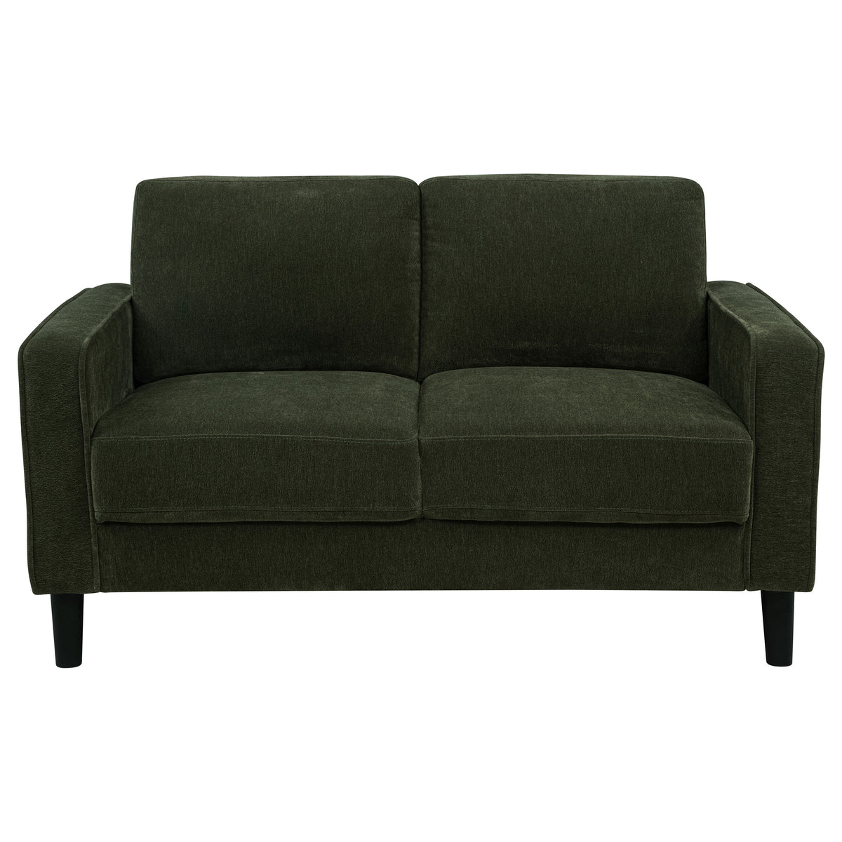 Ruth Track Arm Sofa, Loveseat & Accent Chair - Compact Matcha Green Fabric with Angled Black Legs – view 20