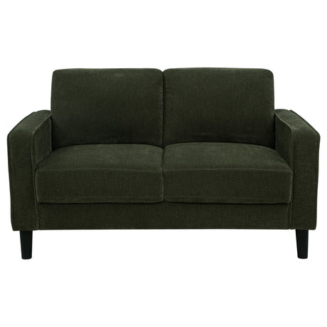 Ruth Track Arm Sofa, Loveseat & Accent Chair - Compact Matcha Green Fabric with Angled Black Legs – view 20