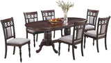 Lakewood 7 Piece Traditional Cherry Dining Set with Pedestal Table and 6 Padded Chairs