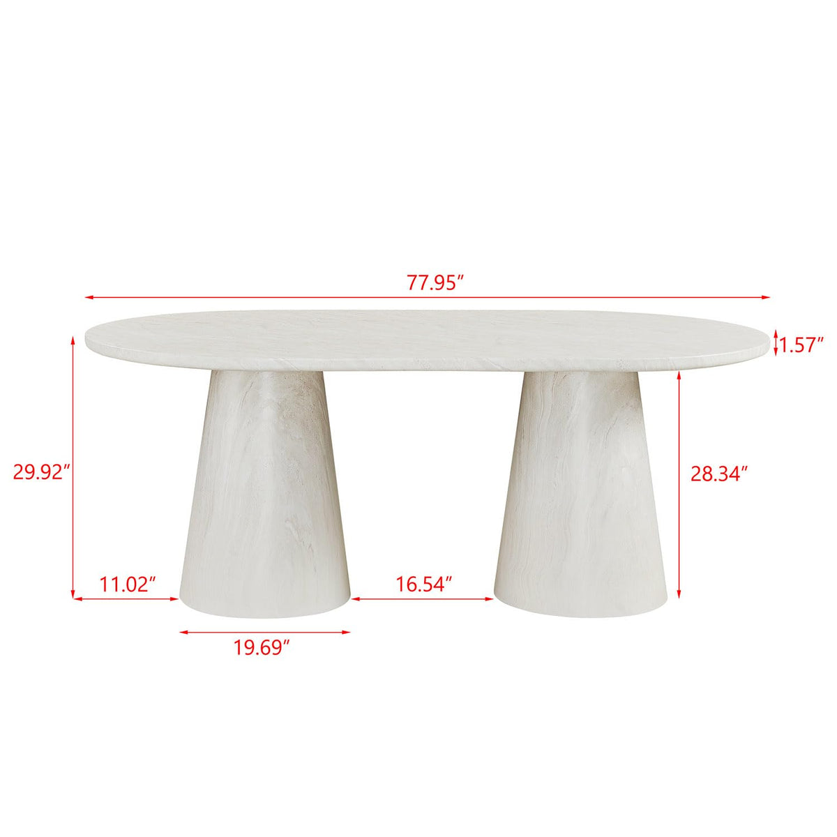 Vyn 78" Modern Oval Dining Table Concrete Tavertine Finish - side view