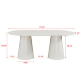 Vyn 78" Modern Oval Dining Table Concrete Tavertine Finish - side view - Cloud