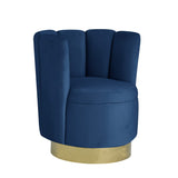 Modern Upholstered Swivel Accent Chair in Navy Blue