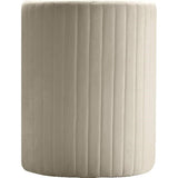 Seager Cream Velvet Round Arm Chair with Ottoman - detail view