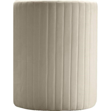 Seager Cream Velvet Round Arm Chair with Ottoman - detail view