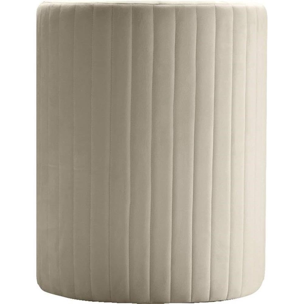 Seager Cream Velvet Round Arm Chair with Ottoman - detail view - Cream
