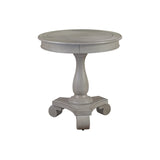 Antique Round Pedestal End Table in Teal