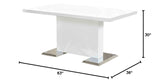 Bono Modern Solid Wood Rectangular Dining Table in White Lacquer - side view