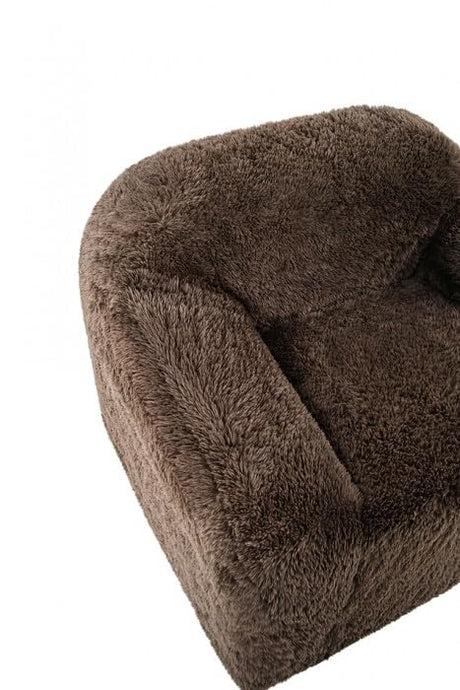 Vander Boneless Barrel Accent Chair in Cub Brown Faux Fur – view 4