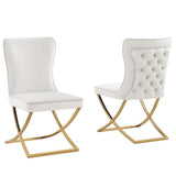 Titan Velvet Dining Chairs in Beige and Gold