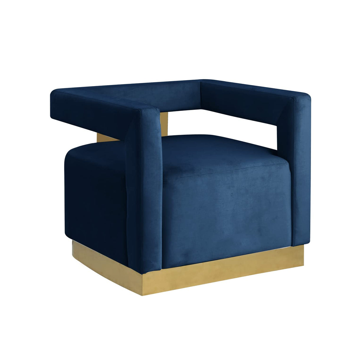 Modern Velvet Accent Chair in Navy Blue