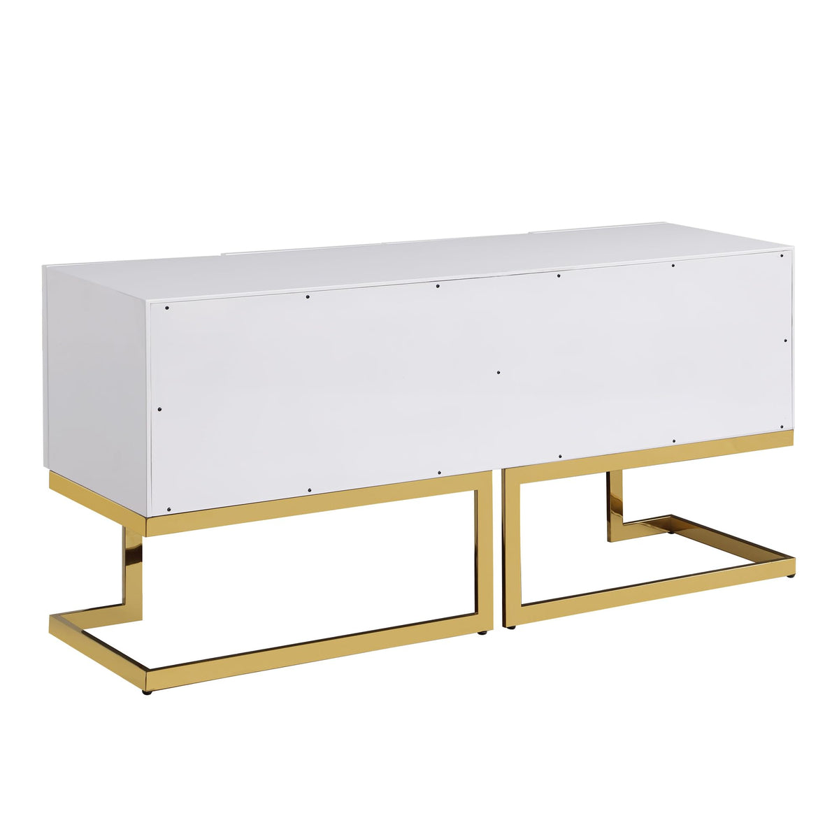 Tommy Contemporary High Gloss Lacquer Sideboard/Buffet with Gold Handles in White - angle view