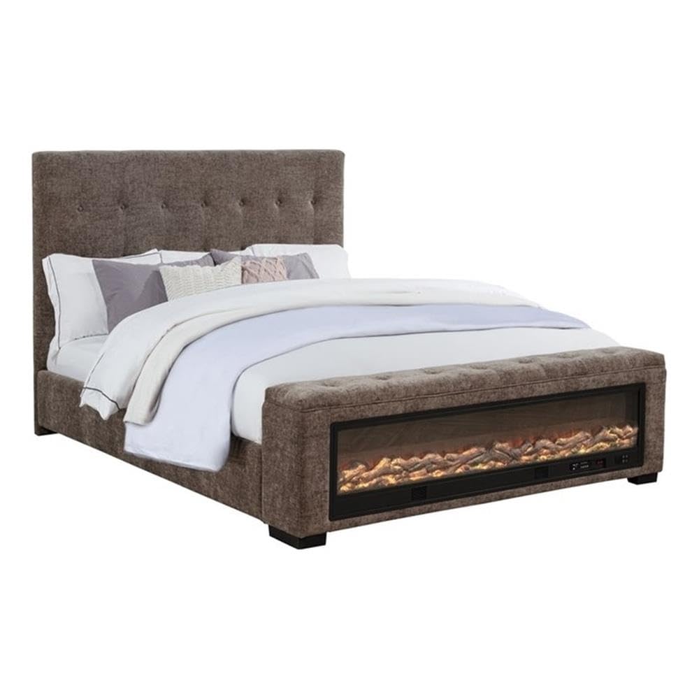 Umeria Modern Bed Frame (Queen/Gray Chenille)