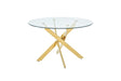 5 Pcs Gold Finish Dining Set in White - front view