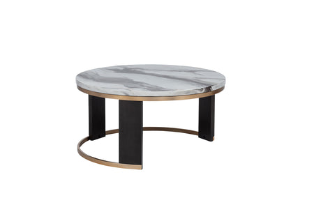 Tvano 37" Round Coffee Table with Stool, 2-Piece - angle view