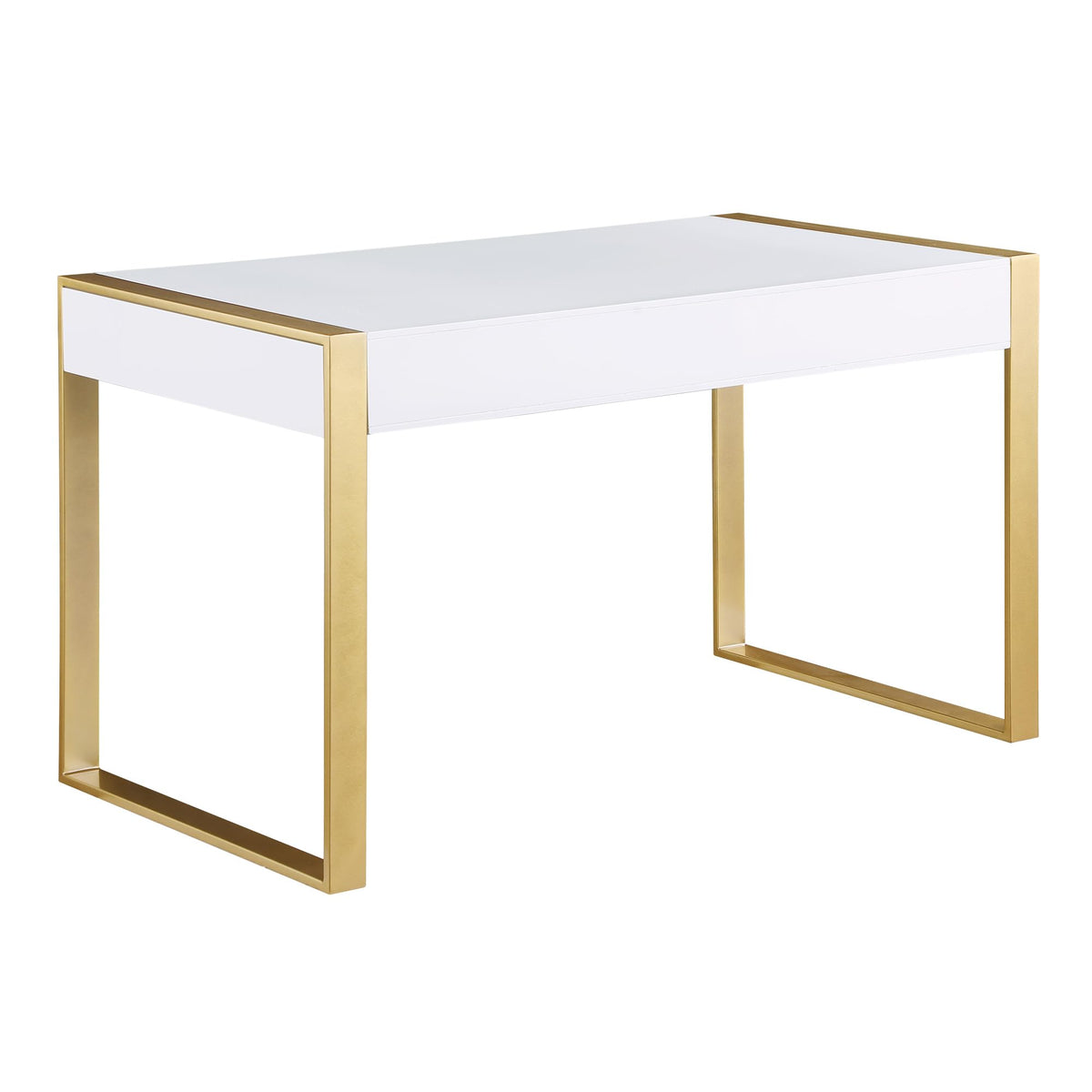 Tillie 2 Drawer Computer Desk in Gold - angle view