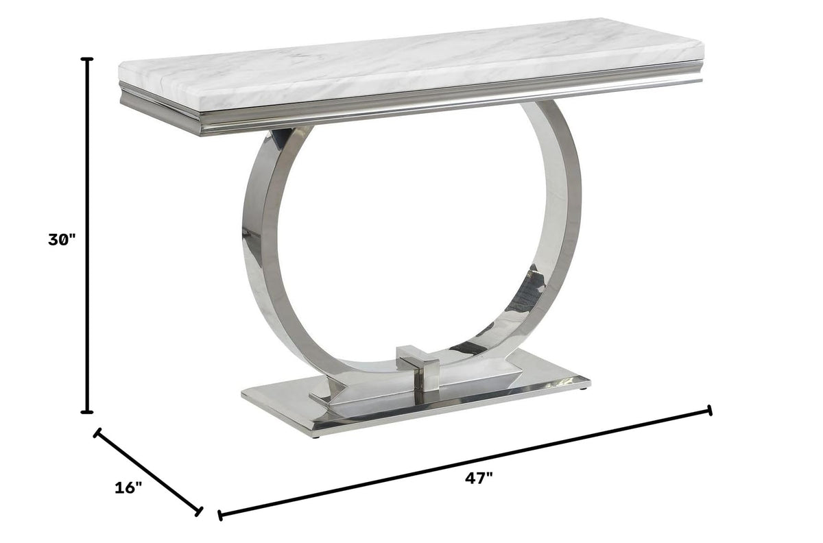 Lexington Rectangle Faux Marble Sofa Table - side view