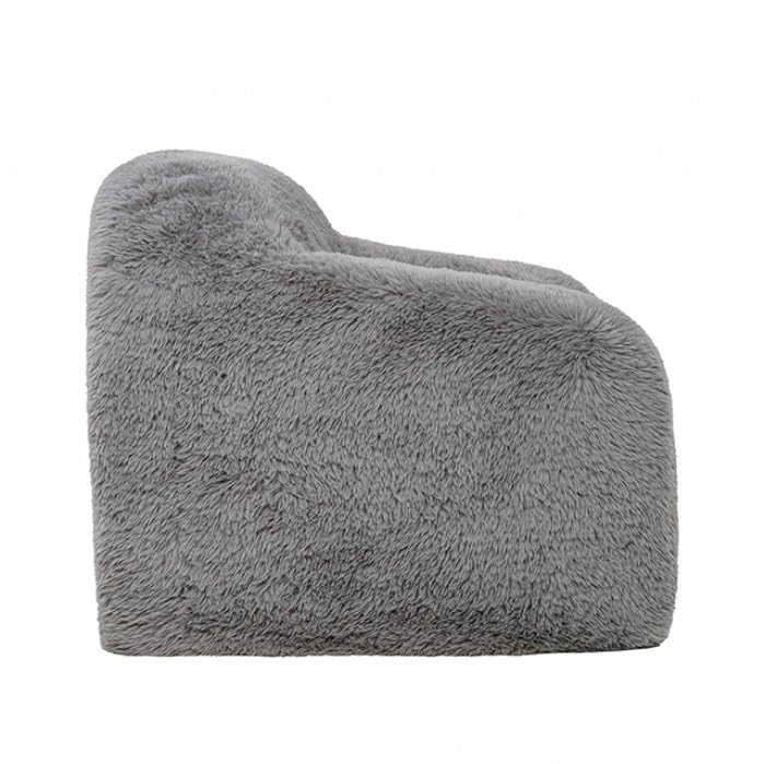 Vander Boneless Barrel Accent Chair in Fog Gray Faux Fur – view 4