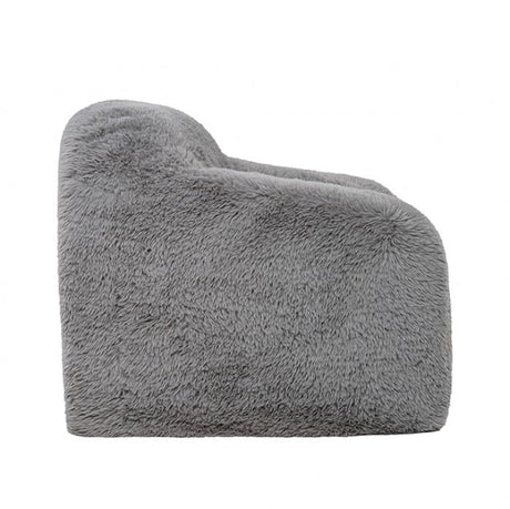Vander Boneless Barrel Accent Chair in Fog Gray Faux Fur – view 4