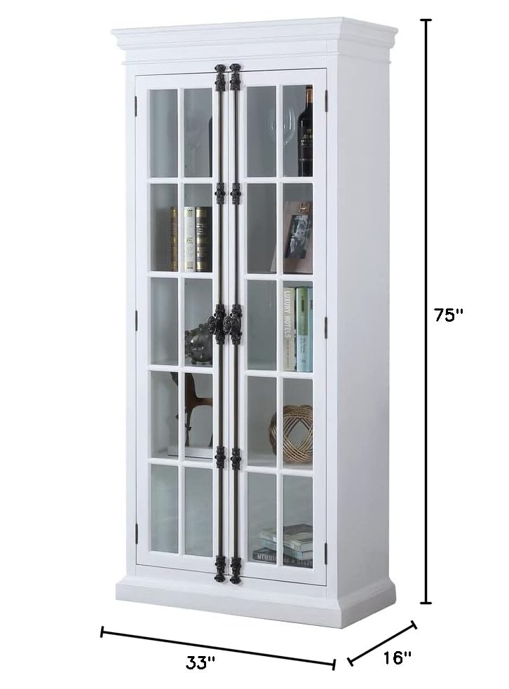 Lucinda 75" Tall Bookshelf Cabinet with Dual Glass Door Display - side view