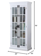 Lucinda 75" Tall Bookshelf Cabinet with Dual Glass Door Display - side view