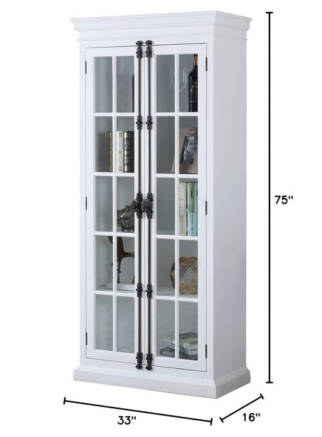 Lucinda 75" Tall Bookshelf Cabinet with Dual Glass Door Display - side view