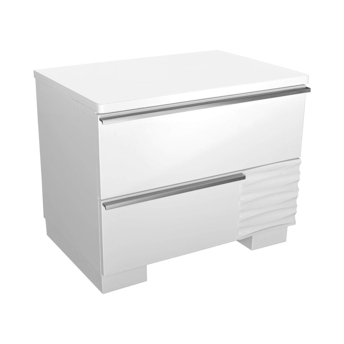Athens 2-Drawer Poplar Wood Bedroom Nightstand in White Lacquer - detail view