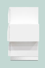 Spain 55" Modern 6-Drawer Bedroom Dresser, Built-In Side Pulls in White/Silver - side view