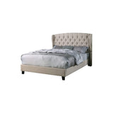 Yvette Upholstered Tufted with Wingback Platform Bed King Beige