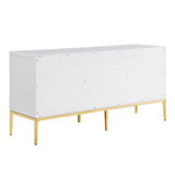 Teodoro Contemporary Lacquer Sideboard with Storage, Polished Gold Legs in White - angle view
