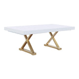 Takao Contemporary Lacquer Rectangle Dining Table for 6 or 8, 84" to 124" with Removable End Leaf… - angle view