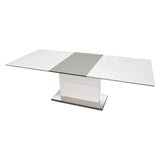 Alaskan Extendable High Gloss Wood Dining Table in White/Gray