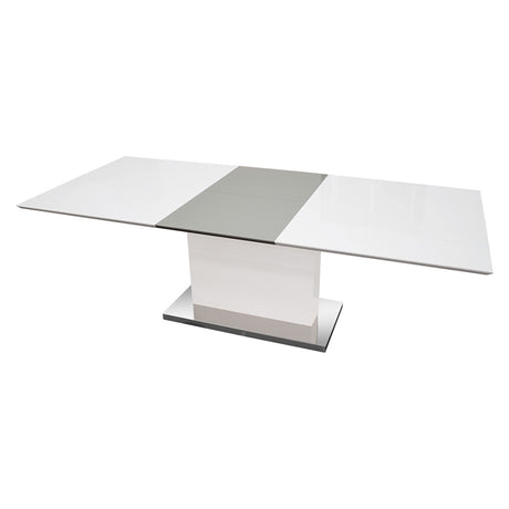 Alaskan Extendable High Gloss Wood Dining Table in White/Gray