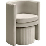 Seager Cream Velvet Round Arm Chair with Ottoman