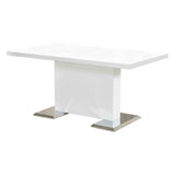 Bono Modern Solid Wood Rectangular Dining Table in White Lacquer
