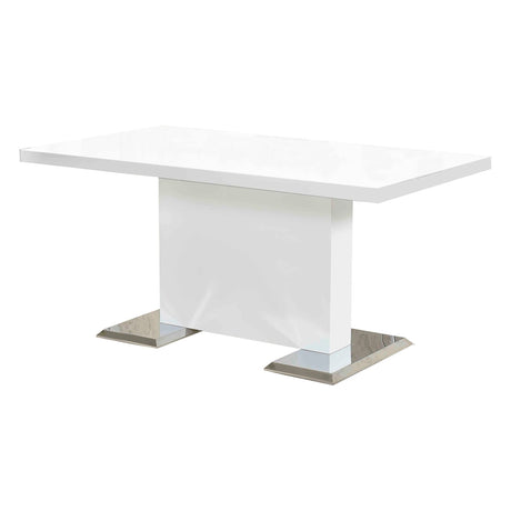 Bono Modern Solid Wood Rectangular Dining Table in White Lacquer