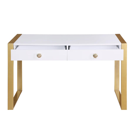 Tillie 2 Drawer Computer Desk in Gold - close-up
