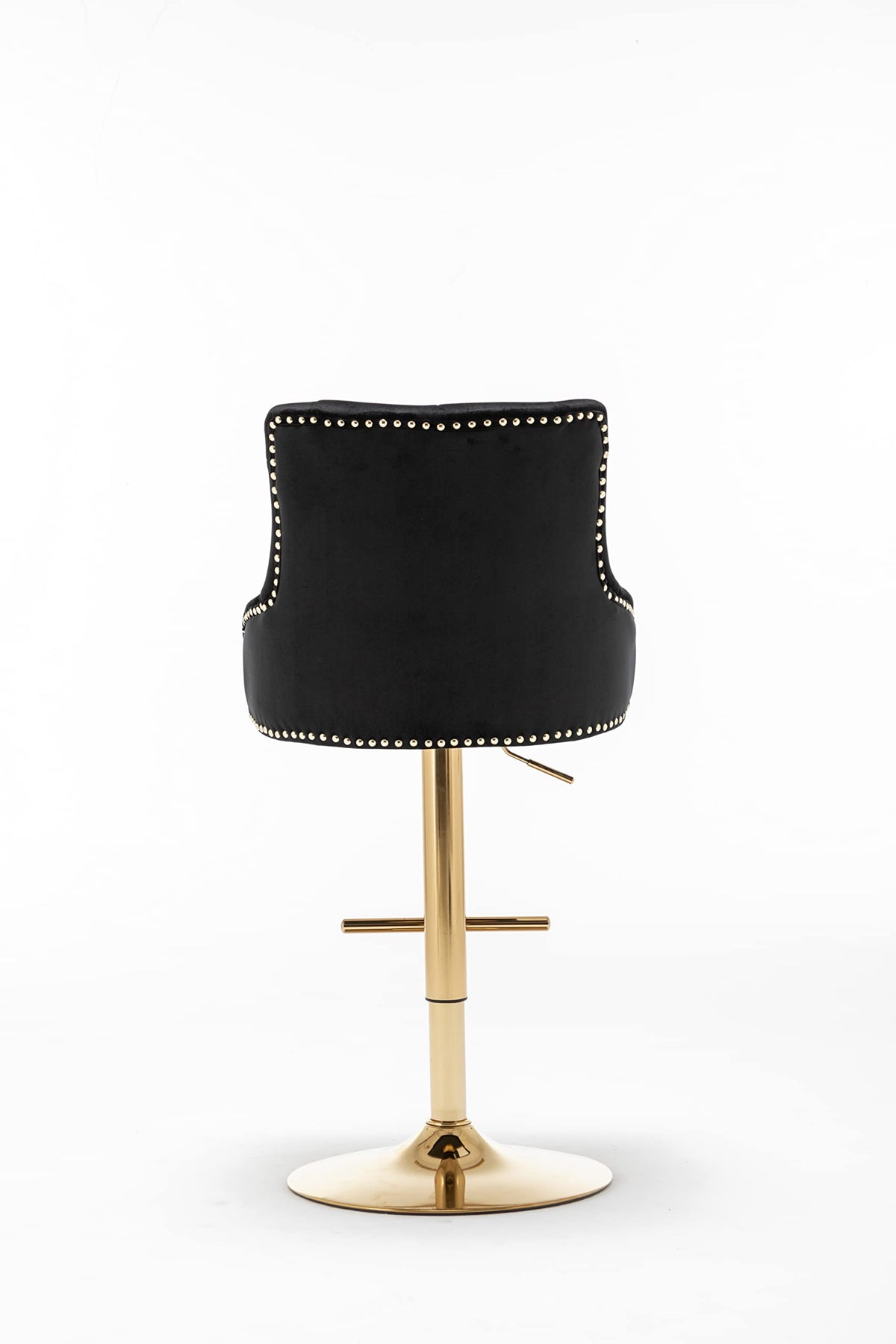 Brightcast 2-Piece Velvet Tufted Gold Bar Stools in Black - angle view