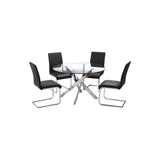 Mirage 5 Pcs Glass Top Modern Dining Set in Black