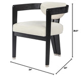 Cream Faux Leather Dining Armchair w/Wood Legs - side view