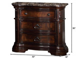 Bathory 3 -Drawer Walnut Solid Wood Nightstand 30 in. H x 32 in. W x 18 in. D B1003WN - side view