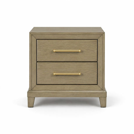 Dove 2-Drawer Wood Nightstand in Rustic Beige — product view 2